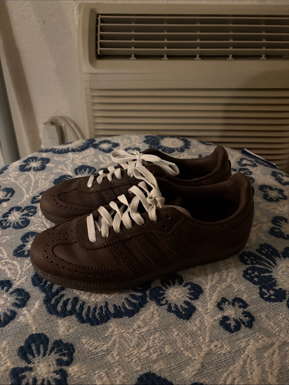 adidas Men’s Brown Leather Sneakers with White Laces